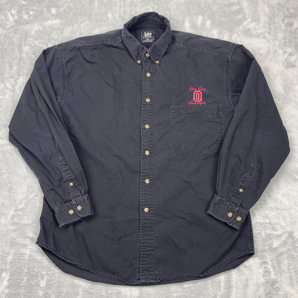 Ohio State Buckeyes Button-Down Shirt Mens Large Black Lee‎ Sport NCAA Football